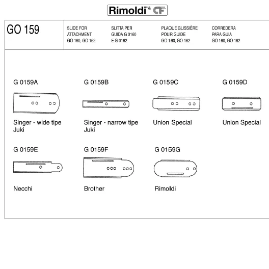 SOPORTE EMBUDO MÁQUINA DE BRAZO RIMOLDI - SLIDE FOR ATTACHMENT