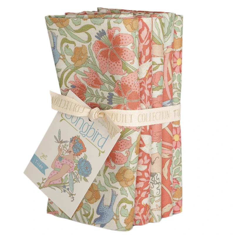 TELA TILDA 5 FAT QUARTER SONGBIRD CORAL