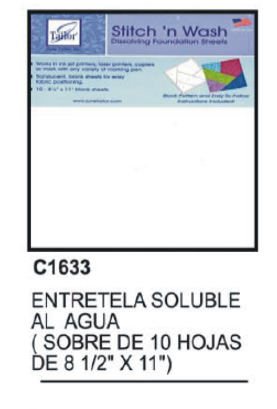 ENTRETELA SOLUBLE STITCH 'N WASH JUNE TAILOR 10 HOJAS