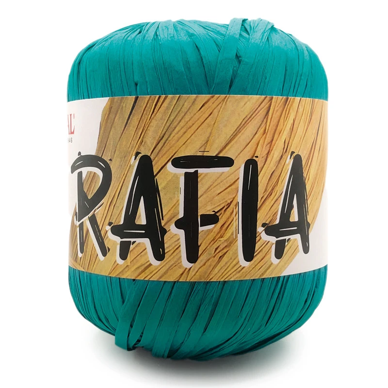 RAFIA MONDIAL DE VISCOSA NATURAL TURQUESA